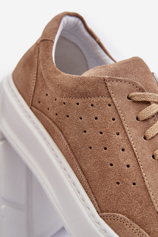 Męskie Buty Sportowe Zamszowe Zazoo 1544 Beżowe