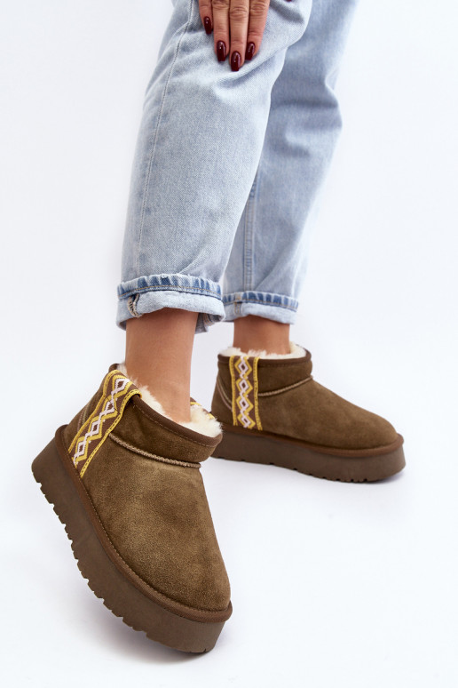 Leather Suede Snow Boots Women Green Vebissat Leather Suede Snow Boots Women Green Vebissat