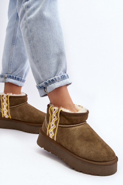 Leather Suede Snow Boots Women Green Vebissat Leather Suede Snow Boots Women Green Vebissat