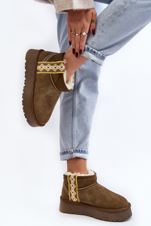 Leather Suede Snow Boots Women Green Vebissat Leather Suede Snow Boots Women Green Vebissat