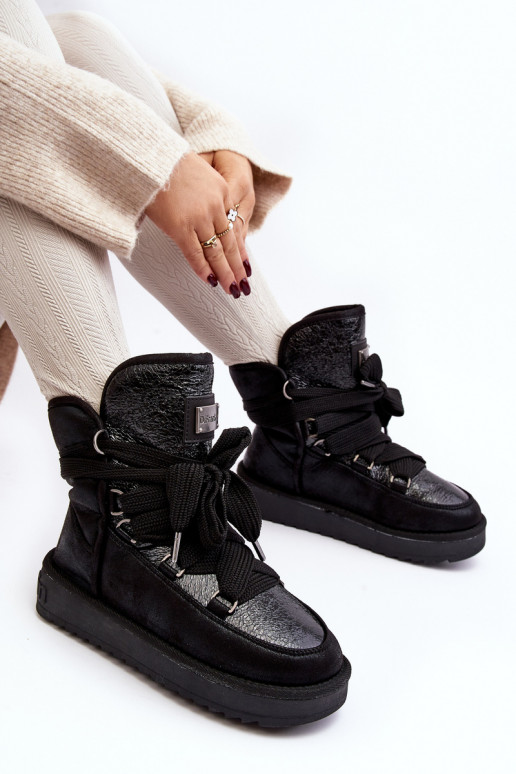 Women's Snow Boots with Lacing D.Franklin DFSH370006 Black