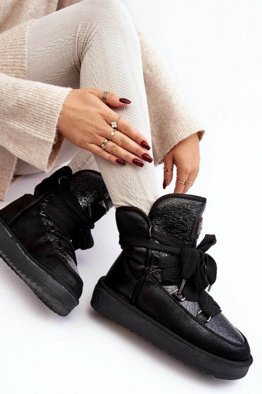 Women's Snow Boots with Lacing D.Franklin DFSH370006 Black