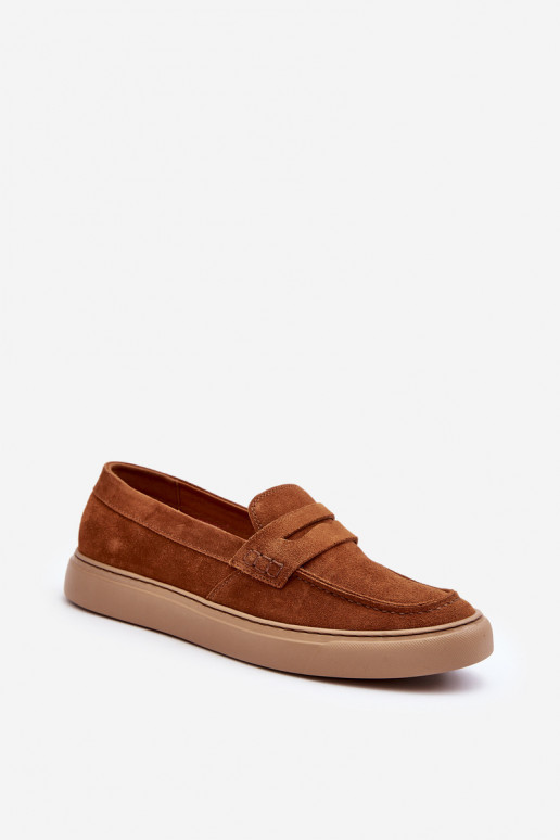 Men's Suede Loafers Shoes Zazoo 1566 Brown Men's Suede Loafers Shoes Zazoo 1566 Brown