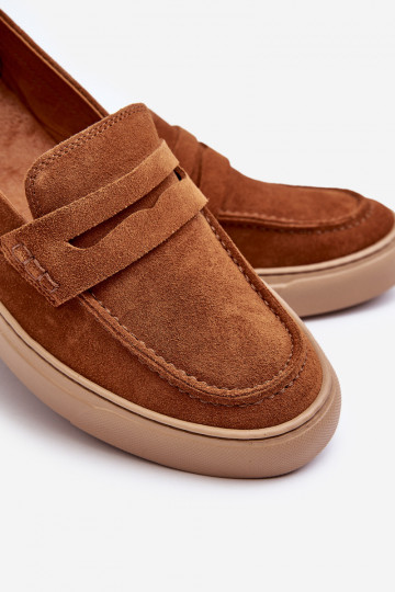 Men's Suede Loafers Shoes Zazoo 1566 Brown 2