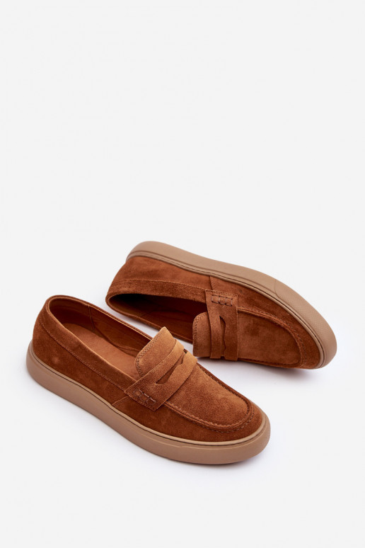 Men's Suede Loafers Shoes Zazoo 1566 Brown Men's Suede Loafers Shoes Zazoo 1566 Brown