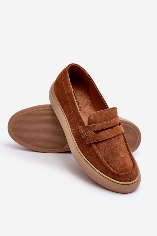Men's Suede Loafers Shoes Zazoo 1566 Brown Men's Suede Loafers Shoes Zazoo 1566 Brown