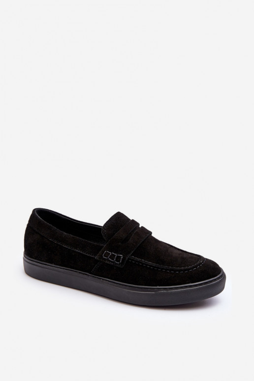 Men's Suede Loafer Shoes Zazoo 1574 Black Men's Suede Loafer Shoes Zazoo 1574 Black