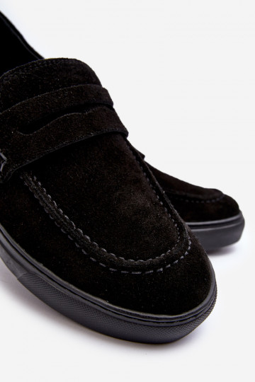 Men's Suede Loafer Shoes Zazoo 1574 Black 2