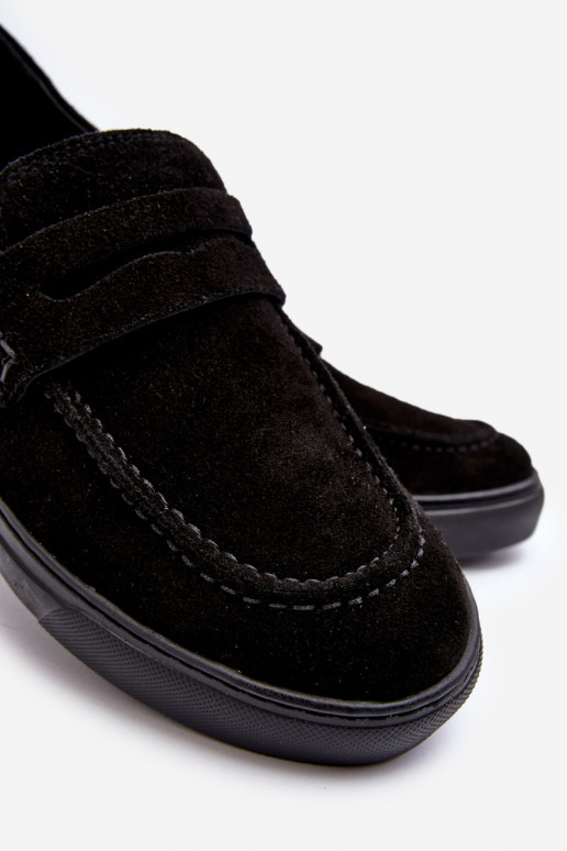 Men's Suede Loafer Shoes Zazoo 1574 Black Men's Suede Loafer Shoes Zazoo 1574 Black
