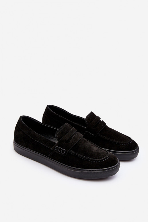 Men's Suede Loafer Shoes Zazoo 1574 Black Men's Suede Loafer Shoes Zazoo 1574 Black