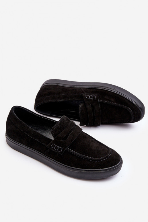 Men's Suede Loafer Shoes Zazoo 1574 Black Men's Suede Loafer Shoes Zazoo 1574 Black