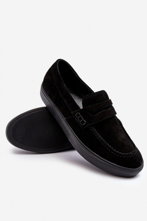 Men's Suede Loafer Shoes Zazoo 1574 Black Men's Suede Loafer Shoes Zazoo 1574 Black