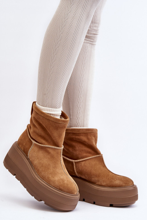 Leather Women's Boots on Chunky Sole Camel Zazoo 3424 Leather Women's Boots on Chunky Sole Camel Zazoo 3424