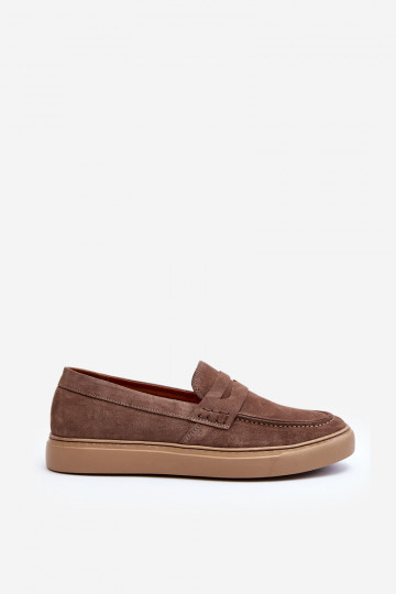 Men's Suede Loafer Shoes Zazoo 1574 Dark Beige 2