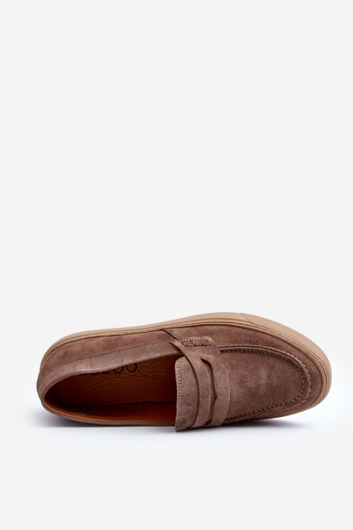 Men's Suede Loafer Shoes Zazoo 1574 Dark Beige Men's Suede Loafer Shoes Zazoo 1574 Dark Beige