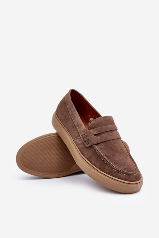 Men's Suede Loafer Shoes Zazoo 1574 Dark Beige Men's Suede Loafer Shoes Zazoo 1574 Dark Beige