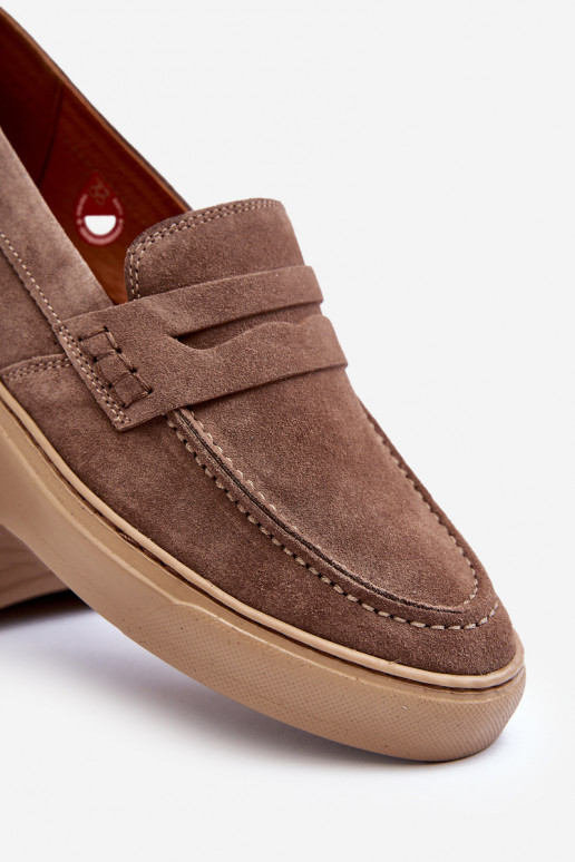 Men's Suede Loafer Shoes Zazoo 1574 Dark Beige Men's Suede Loafer Shoes Zazoo 1574 Dark Beige