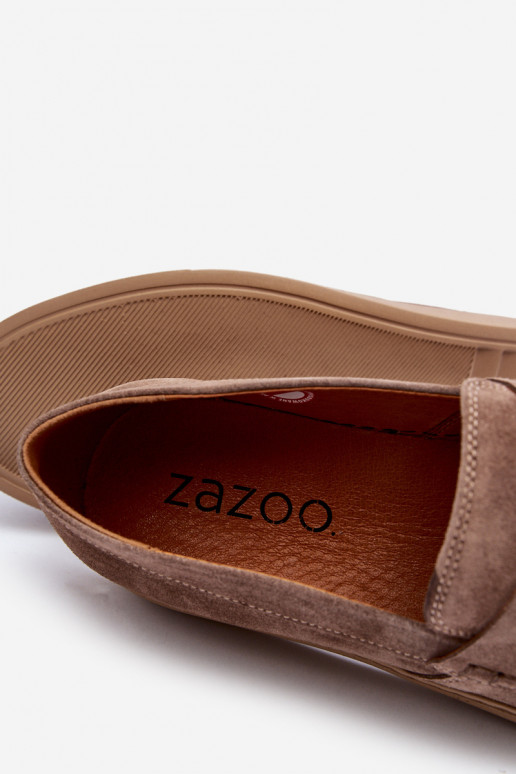 Men's Suede Loafer Shoes Zazoo 1574 Dark Beige Men's Suede Loafer Shoes Zazoo 1574 Dark Beige