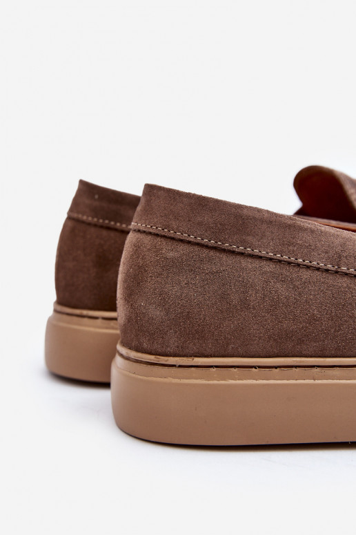 Men's Suede Loafer Shoes Zazoo 1574 Dark Beige Men's Suede Loafer Shoes Zazoo 1574 Dark Beige