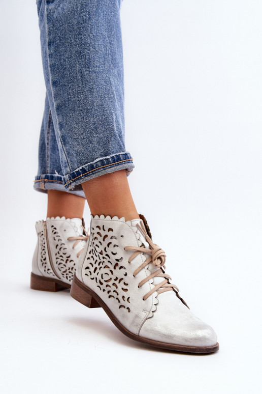 Zazoo 2871 Women's Laced Ankle Boots Silver Zazoo 2871 Women's Laced Ankle Boots Silver