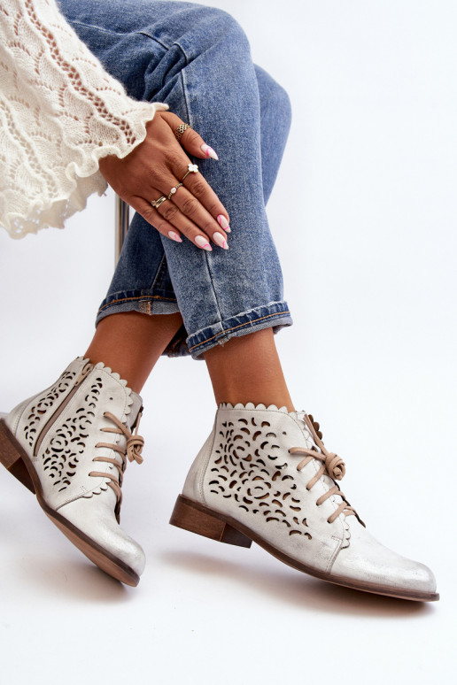 Zazoo 2871 Women's Laced Ankle Boots Silver Zazoo 2871 Women's Laced Ankle Boots Silver