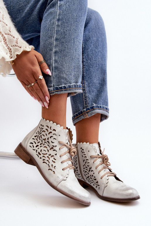 Zazoo 2871 Women's Laced Ankle Boots Silver Zazoo 2871 Women's Laced Ankle Boots Silver