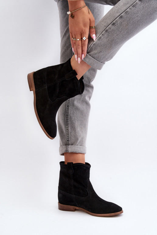 Zazoo 2326 Suede Women's Slip-On Boots Black