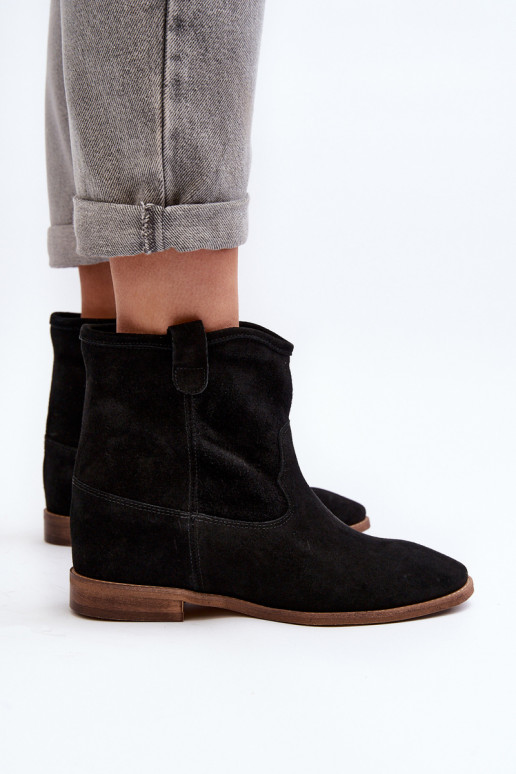 Zazoo 2326 Suede Women's Slip-On Boots Black