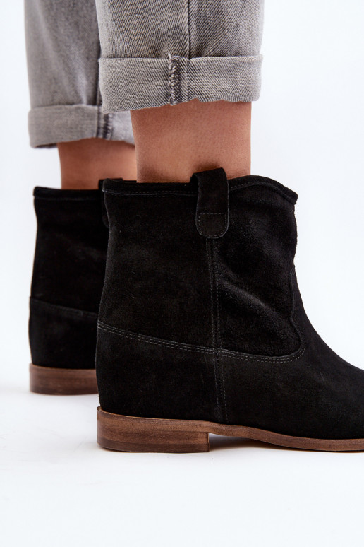 Zazoo 2326 Suede Women's Slip-On Boots Black