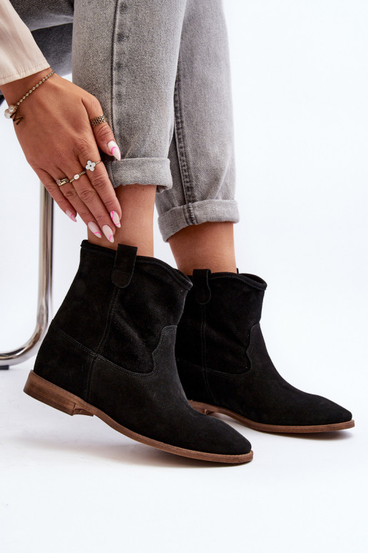 Zazoo 2326 Suede Women's Slip-On Boots Black