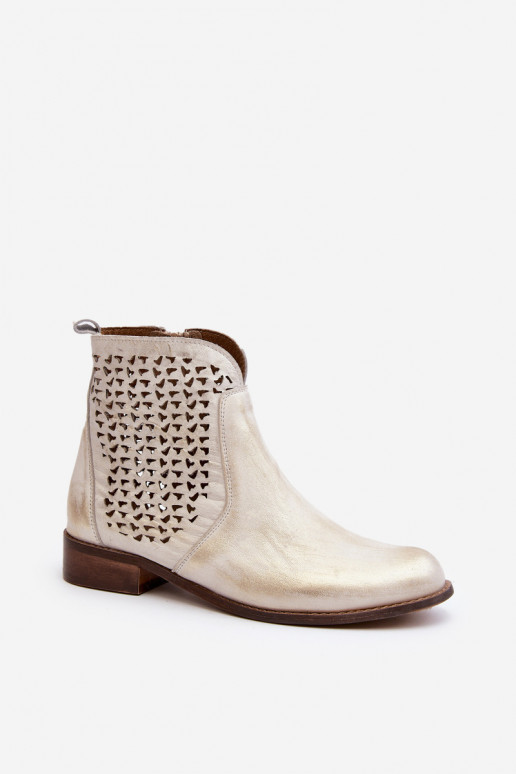 Leather Cut-out Boots Zazoo 2791/004 Gold Leather Cut-out Boots Zazoo 2791/004 Gold