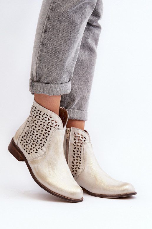 Leather Cut-out Boots Zazoo 2791/004 Gold Leather Cut-out Boots Zazoo 2791/004 Gold