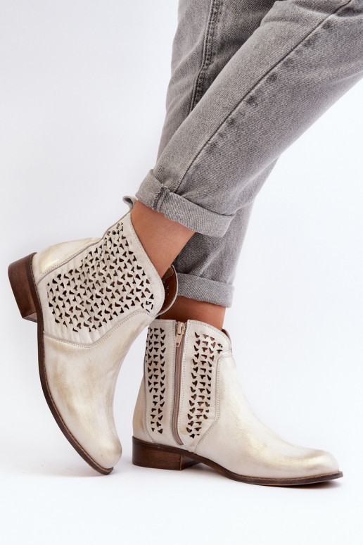 Leather Cut-out Boots Zazoo 2791/004 Gold Leather Cut-out Boots Zazoo 2791/004 Gold