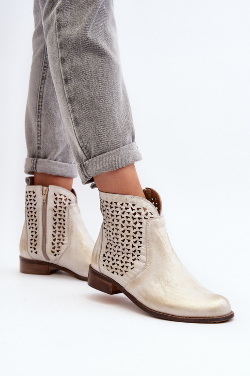 Leather Cut-out Boots Zazoo 2791/004 Gold Leather Cut-out Boots Zazoo 2791/004 Gold