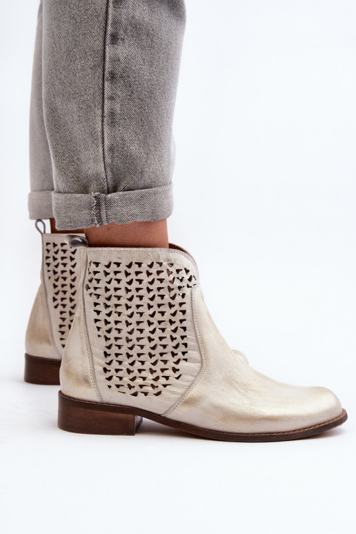 Leather Cut-out Boots Zazoo 2791/004 Gold Leather Cut-out Boots Zazoo 2791/004 Gold