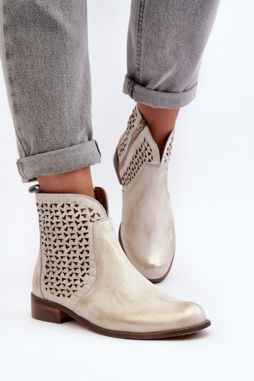 Leather Cut-out Boots Zazoo 2791/004 Gold Leather Cut-out Boots Zazoo 2791/004 Gold