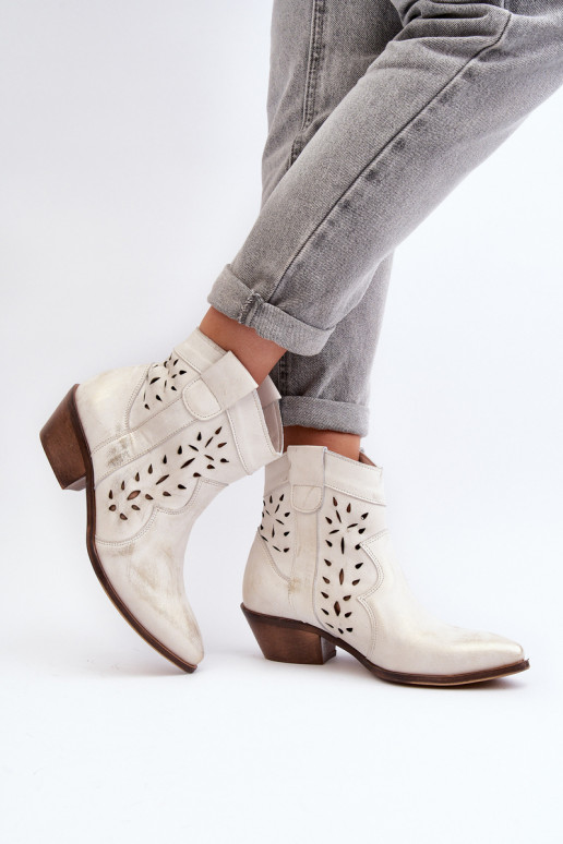 Leather Low Heel Cut Out Boots 2870 Zazoo Silver Leather Low Heel Cut Out Boots 2870 Zazoo Silver