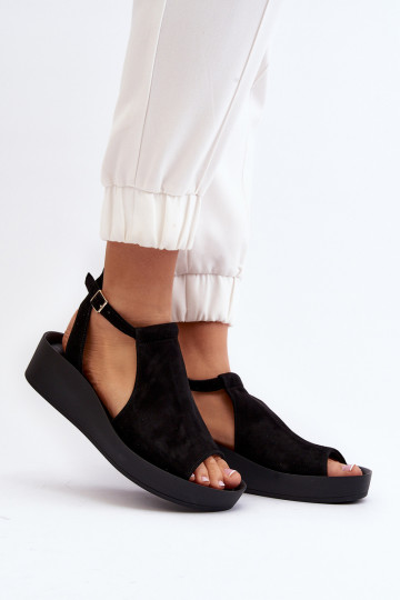 Zazoo 2914 Women's Suede Sandals Black 2