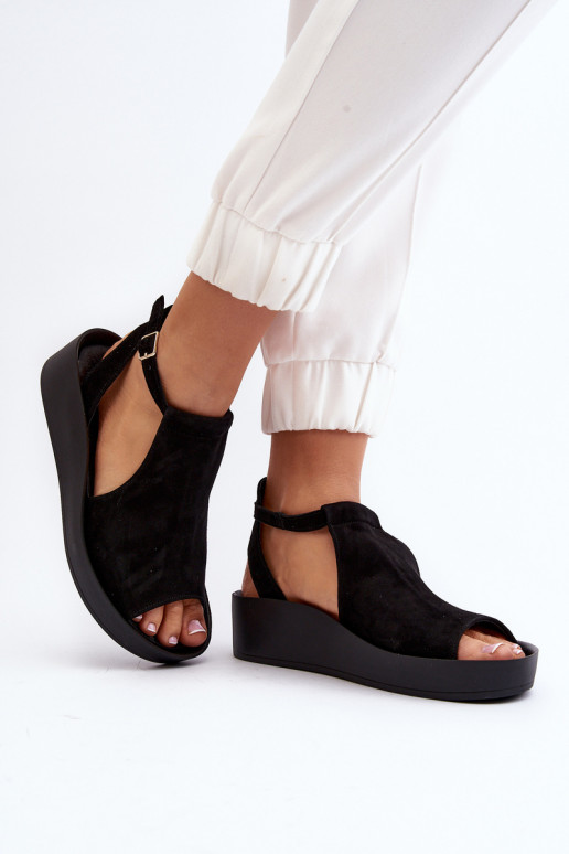 Zazoo 2914 Women's Suede Sandals Black Zazoo 2914 Women's Suede Sandals Black