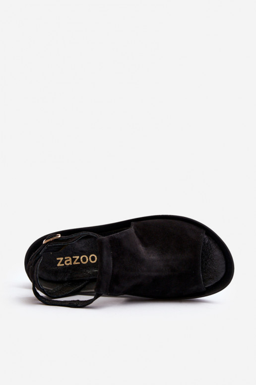 Zazoo 2914 Women's Suede Sandals Black Zazoo 2914 Women's Suede Sandals Black