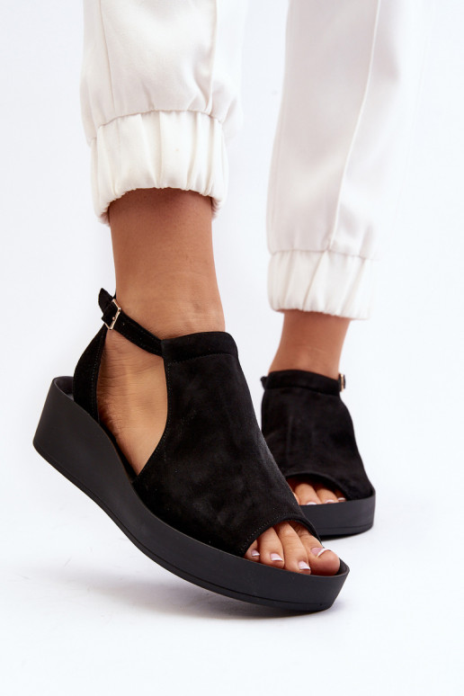 Zazoo 2914 Women's Suede Sandals Black Zazoo 2914 Women's Suede Sandals Black