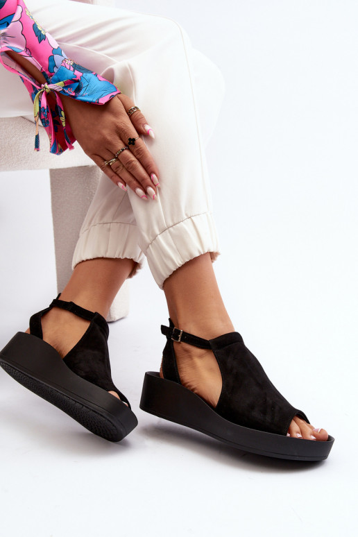 Zazoo 2914 Women's Suede Sandals Black Zazoo 2914 Women's Suede Sandals Black