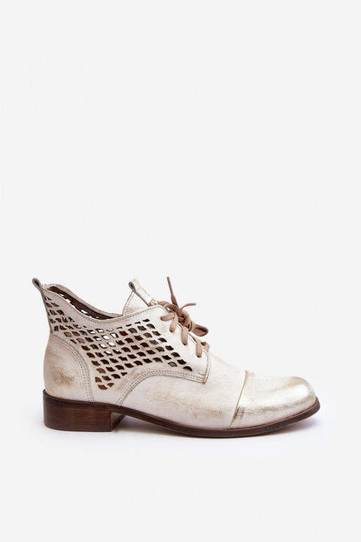 Zazoo 2878 Low Cutout Leather Women's Boots Silver