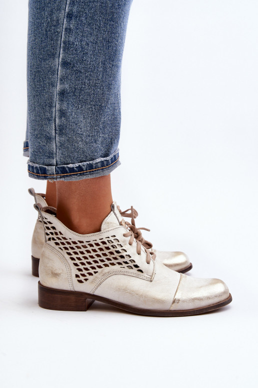 Zazoo 2878 Low Cutout Leather Women's Boots Silver