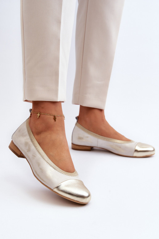 Zazoo 2890 Leather Ballerinas Gold Distressed Zazoo 2890 Leather Ballerinas Gold Distressed