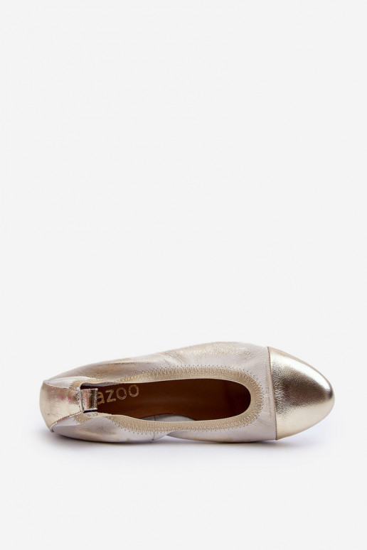 Zazoo 2890 Leather Ballerinas Gold Distressed Zazoo 2890 Leather Ballerinas Gold Distressed