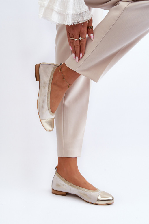 Zazoo 2890 Leather Ballerinas Gold Distressed Zazoo 2890 Leather Ballerinas Gold Distressed