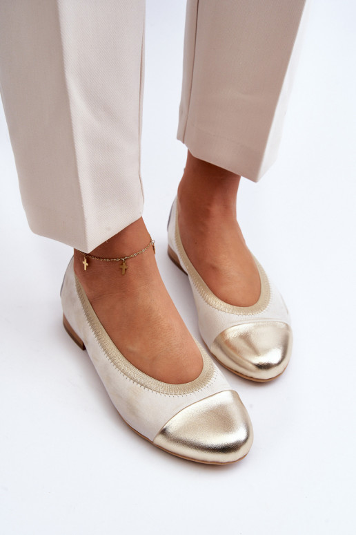 Zazoo 2890 Leather Ballerinas Gold Distressed Zazoo 2890 Leather Ballerinas Gold Distressed