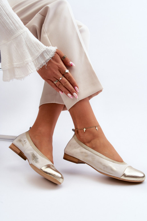 Zazoo 2890 Leather Ballerinas Gold Distressed Zazoo 2890 Leather Ballerinas Gold Distressed