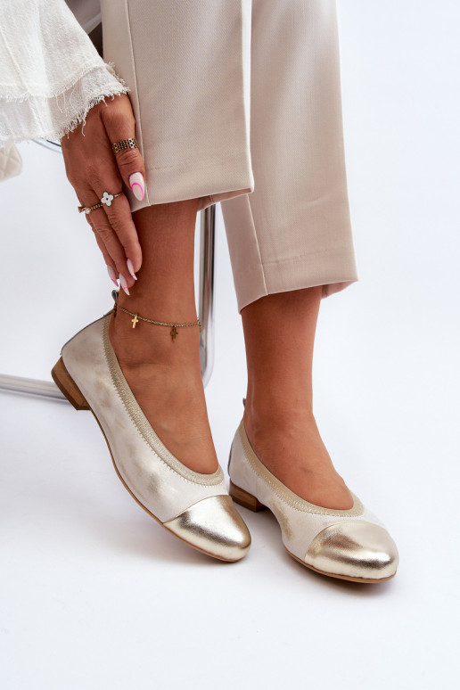 Zazoo 2890 Leather Ballerinas Gold Distressed Zazoo 2890 Leather Ballerinas Gold Distressed